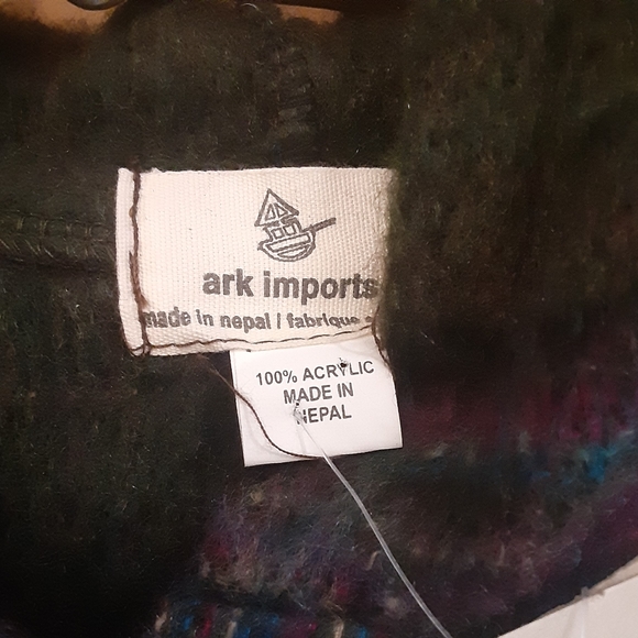 NWT Ark Imports Fairtrade Boho Fringe Poncho Purple/Blue/Green-Women's One Size - Picture 9 of 11